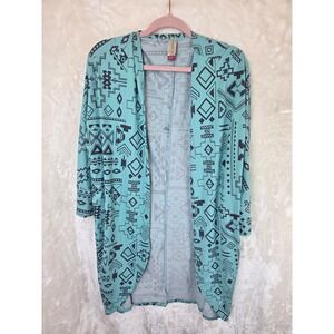 No Boundaries Mint Green Geometric‎ Southwestern Open Front Cardigan XL